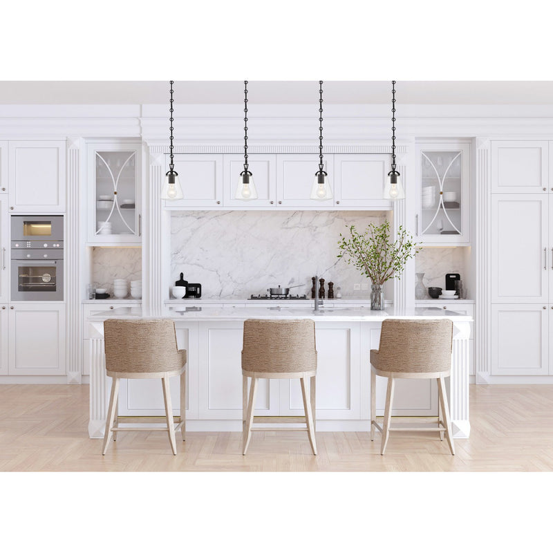 Voss 1 Light 5.75" Pendant in Matte Black in a room setting