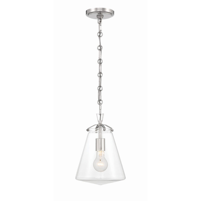 Voss 1 Light 8.25" Pendant in Polished Nickel