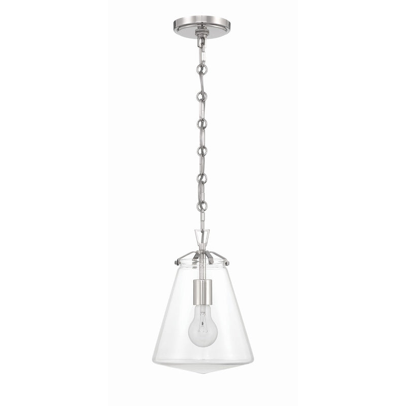 Voss 1 Light 8.25" Pendant in Polished Nickel