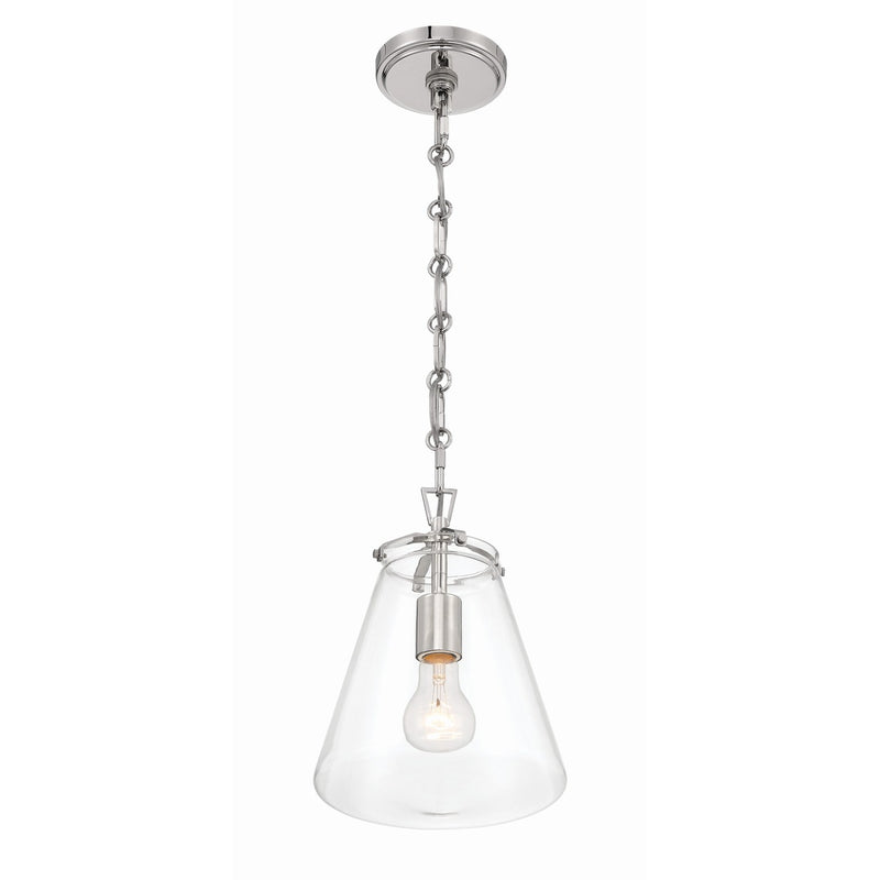Voss 1 Light 8.25" Pendant in Polished Nickel