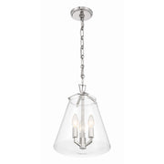 Voss 3 Light 11" Pendant in Polished Nickel