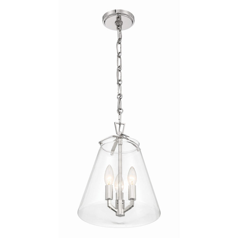 Voss 3 Light 11" Pendant in Polished Nickel