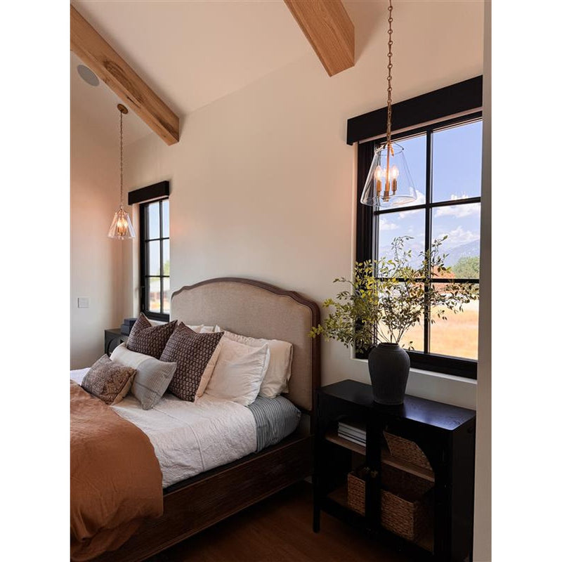 Voss 4 Light 15.25" Pendant in Luxe Gold in a room setting