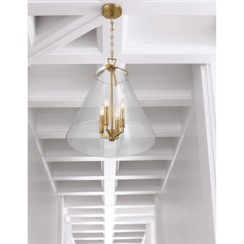 Voss 4 Light 18" Pendant in Luxe Gold in a room setting