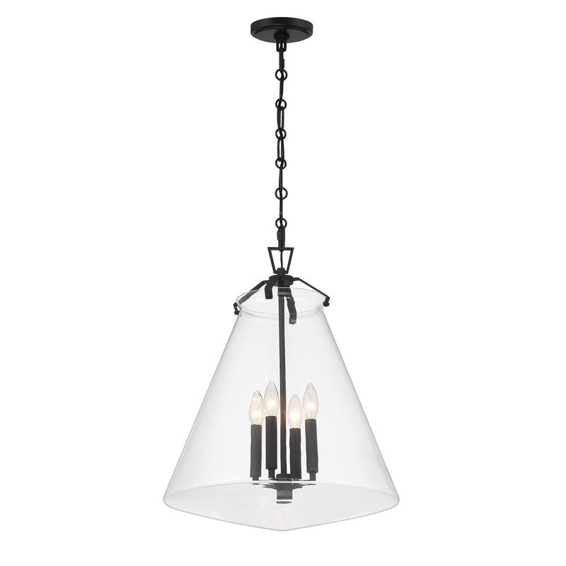 Voss 4 Light 18" Pendant in Matte Black