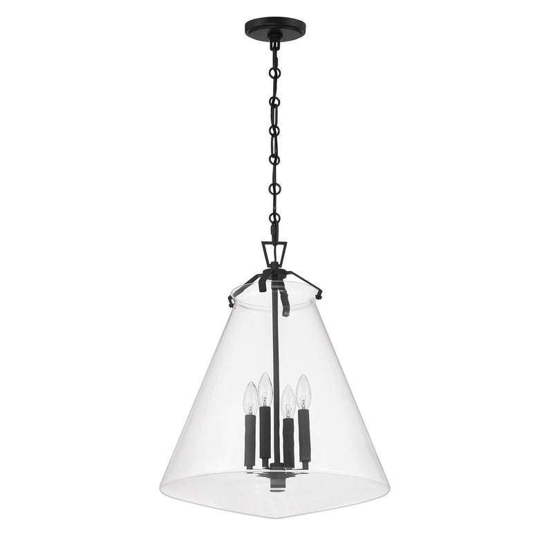 Voss 4 Light 18" Pendant in Matte Black