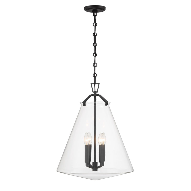 Voss 4 Light 18" Pendant in Matte Black