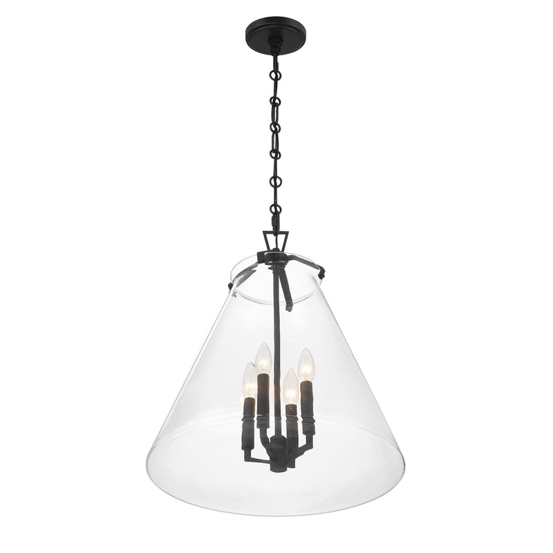 Voss 4 Light 18" Pendant in Matte Black