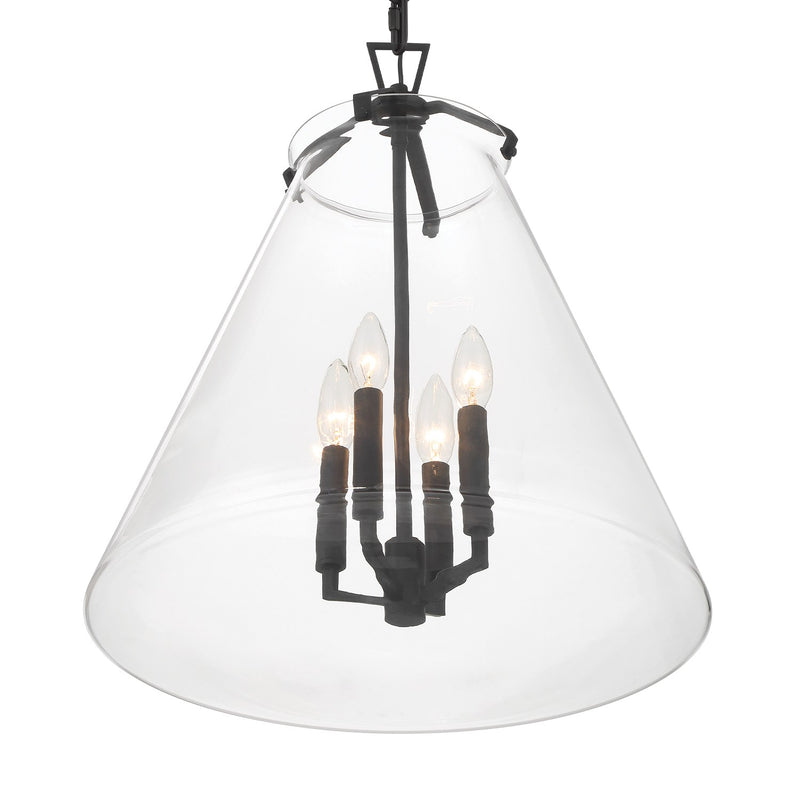 Voss 4 Light 18" Pendant in Matte Black