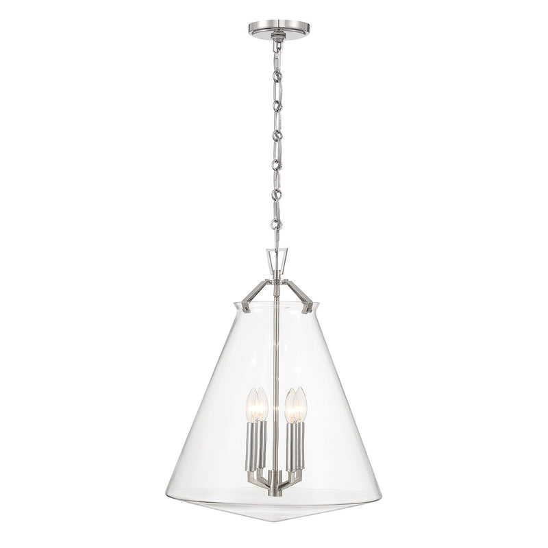 Voss 4 Light 18" Pendant in Polished Nickel