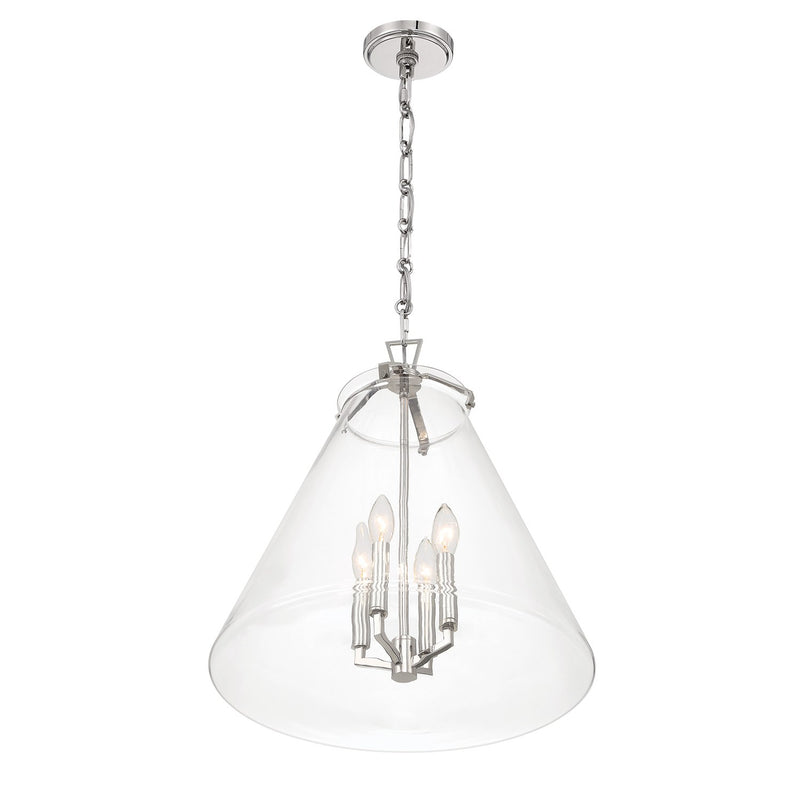 Voss 4 Light 18" Pendant in Polished Nickel