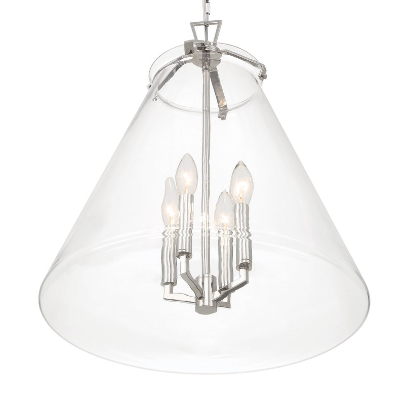 Voss 4 Light 18" Pendant in Polished Nickel