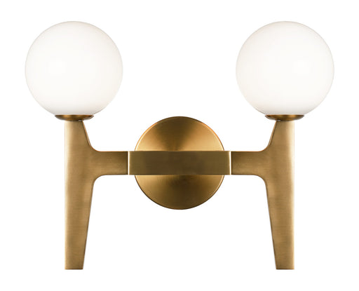 Scriben 2-Light Wall Sconce in Aged Gold Brass