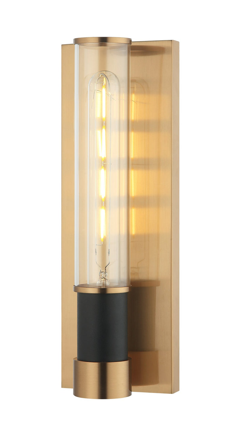 Tubo Wall Sconce in Matte Black / Aged Gold Brass