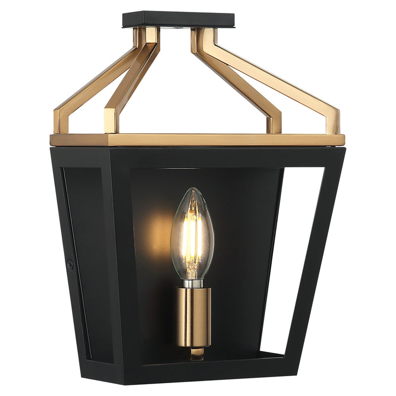 Mavonshire 11" Tall Wall Sconce in Black / Aged Gold Brass