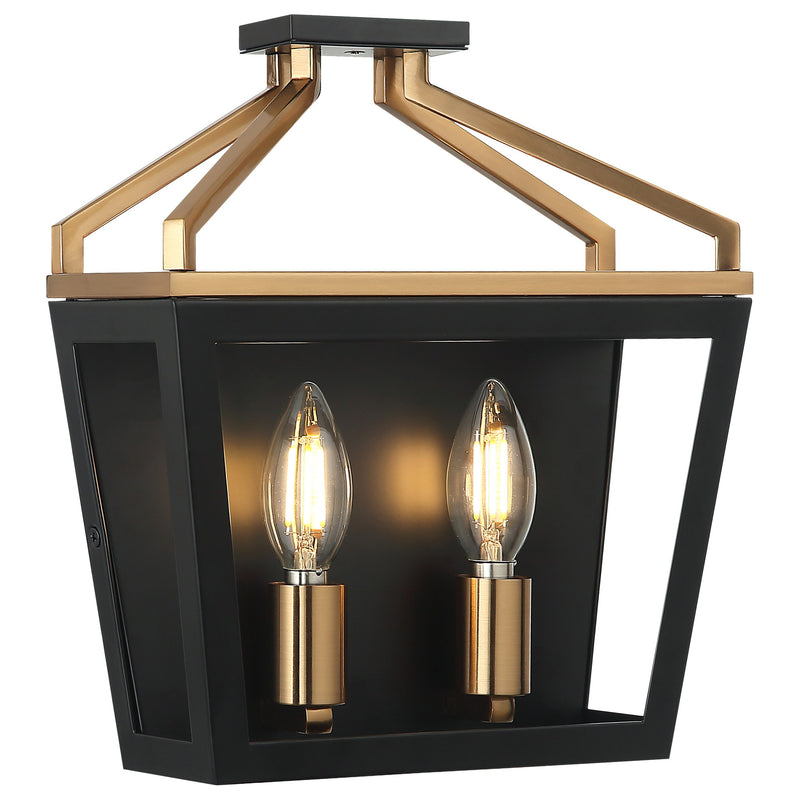 Mavonshire 2-Light Wall Sconce in Black / Aged Gold Brass