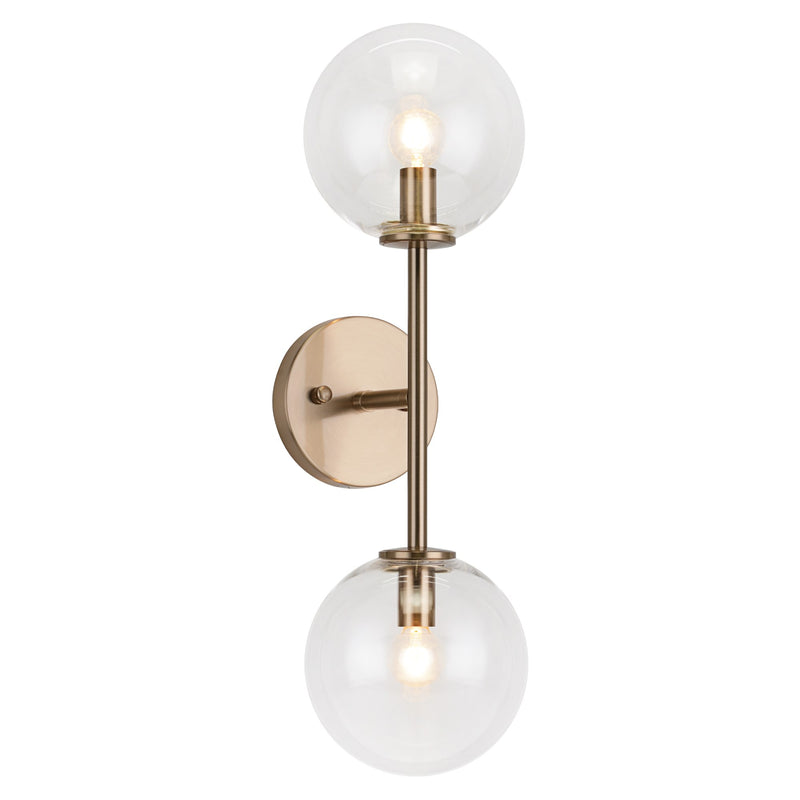 Novo 2-Light Globe Wall Sconce in Aged Gold Brass