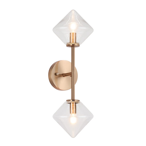 Novo 2-Light Geometric Wall Sconce in Aged Gold Brass