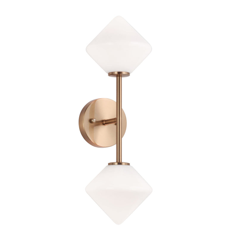 Novo 2-Light Geometric Wall Sconce in Aged Gold Brass