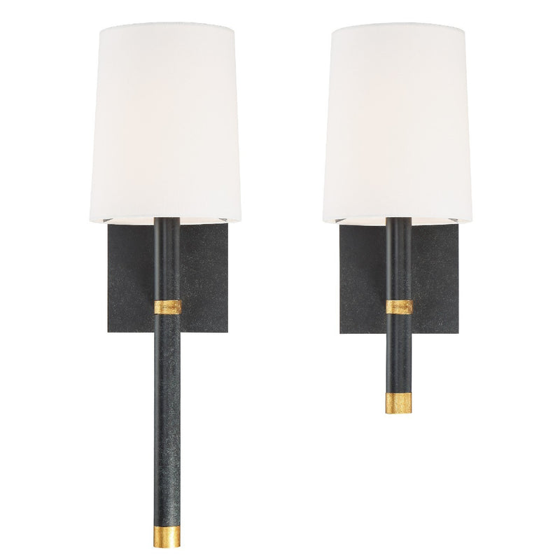 Weston 1 Light 5.5" Sconce in Black + Antique Gold