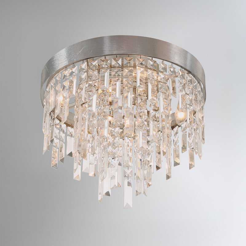Winfield 4 Light 16" Flush Mount in Antique Silver in a room setting