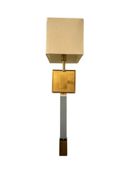 Acrylic Accent 23" Fabric Shade Wall Sconce in Brushed Brass