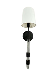 Knurled Acrylic 23" Fabric Shade Wall Sconce in Black
