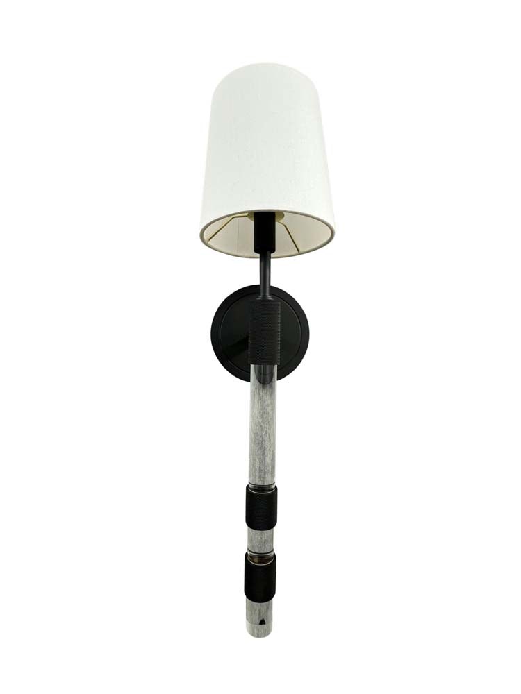Knurled Acrylic 23" Fabric Shade Wall Sconce in Black