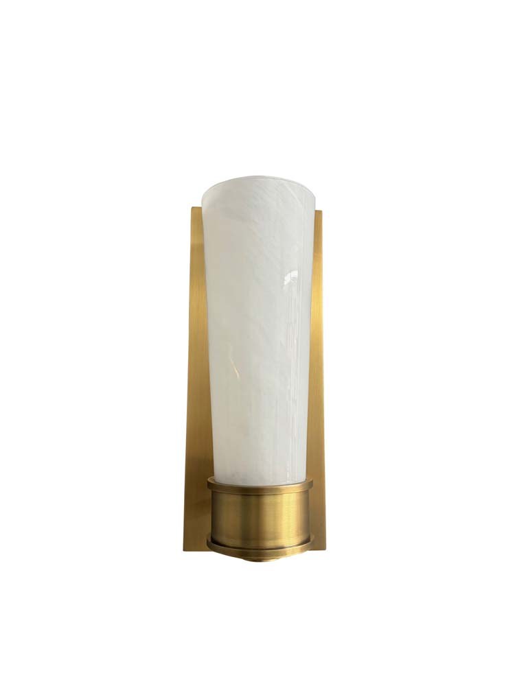 Cloudy Glass 12.5" Wall Sconce in Brushed Brass