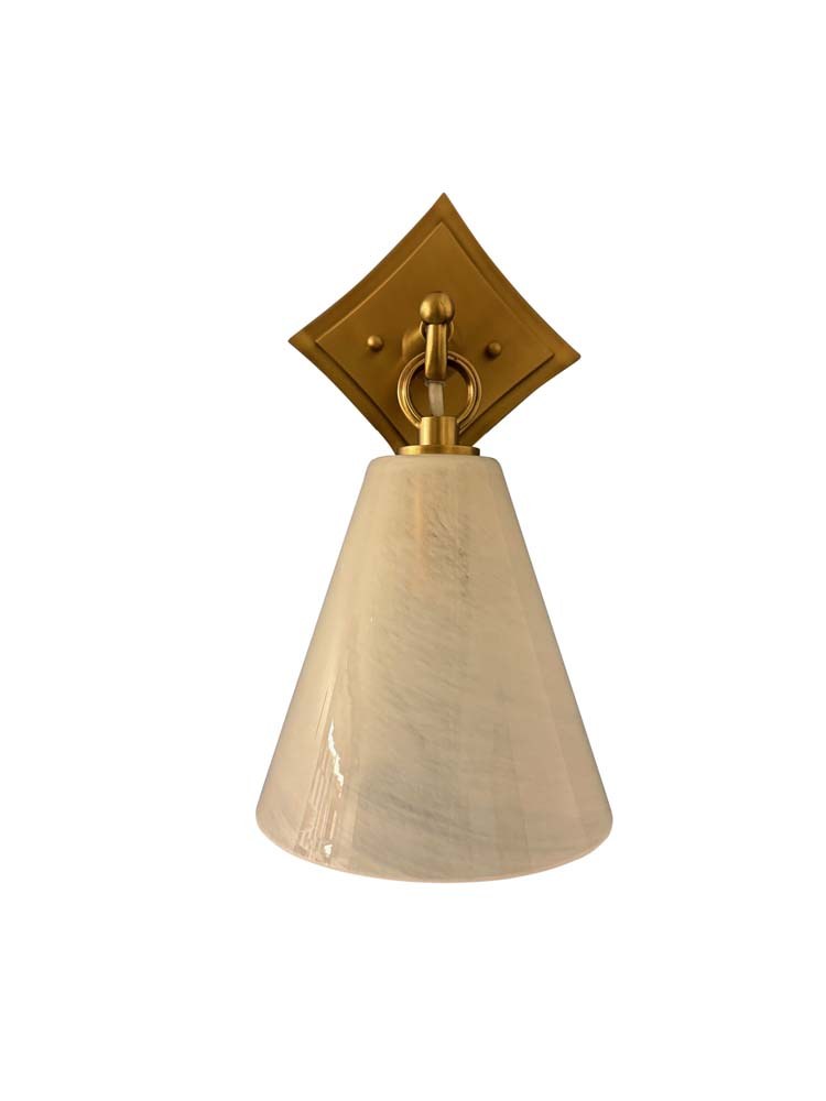 Swirl Glass 12.5" Lantern Wall Sconce in Brushed Brass