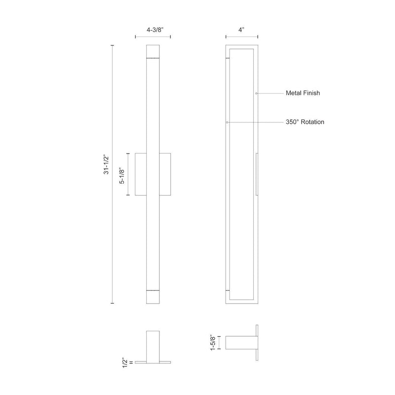 Swivel 32" Wall Sconce in Black