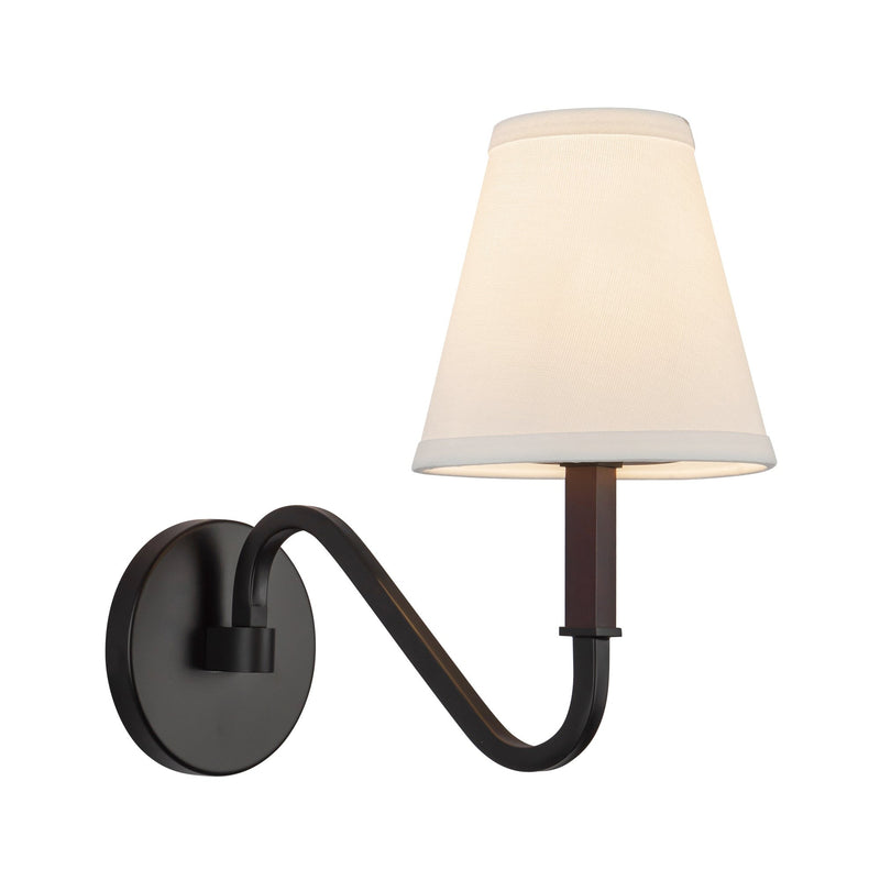 Sloan 6" Wall Sconce in Matte Black/White Linen