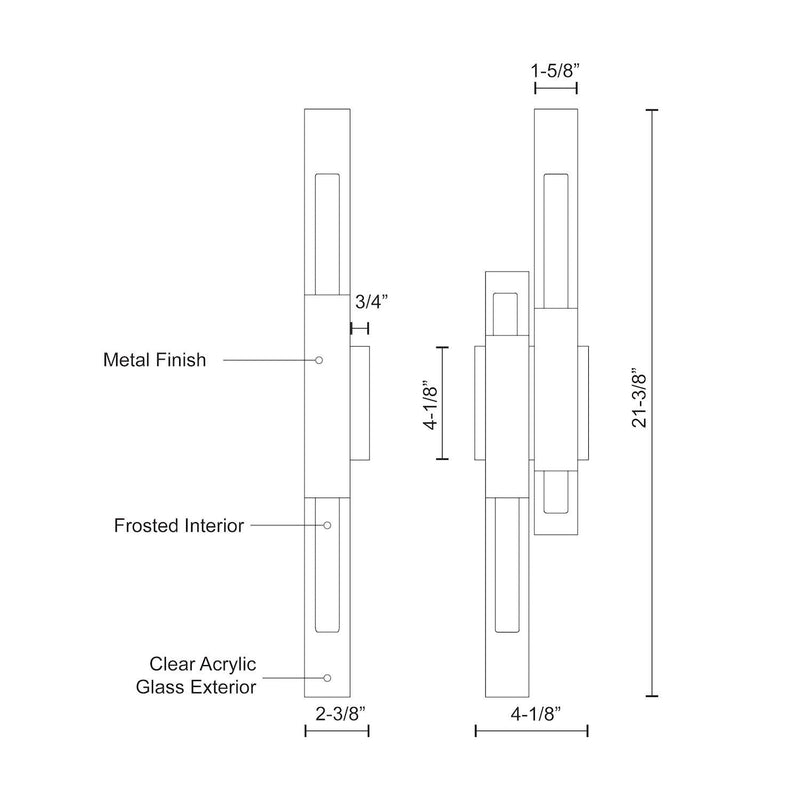 Martelo 22" Wall Sconce in Chrome
