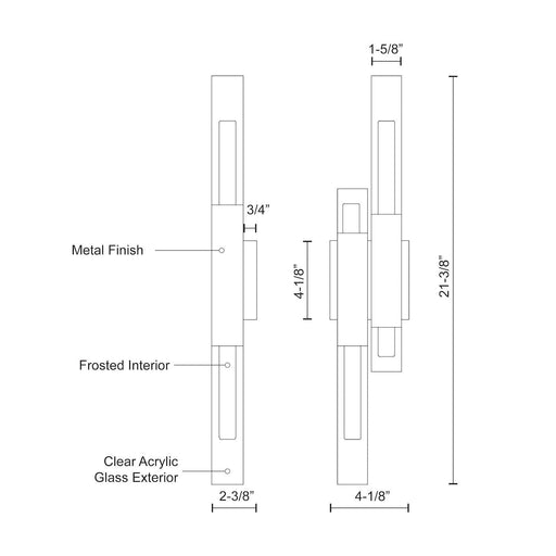 Martelo 22" Wall Sconce in Chrome