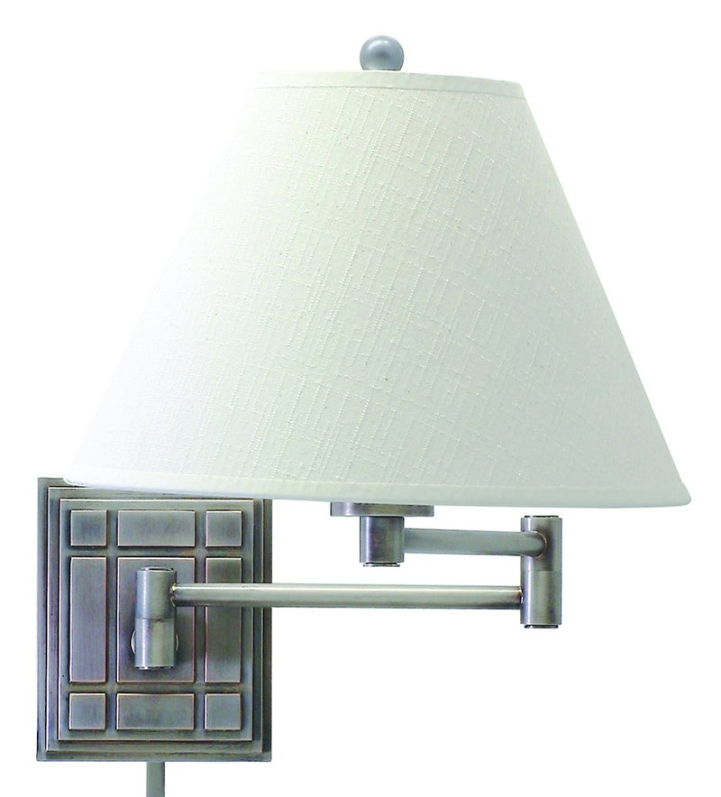 Swing Arm Wall Lamp with 11" Shade and 19" Reach in Antique Silver