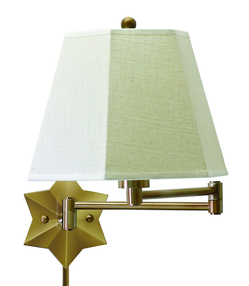 Swing Arm Wall Lamp with 9" Tapered Shade and 19" Reach in Antique Brass
