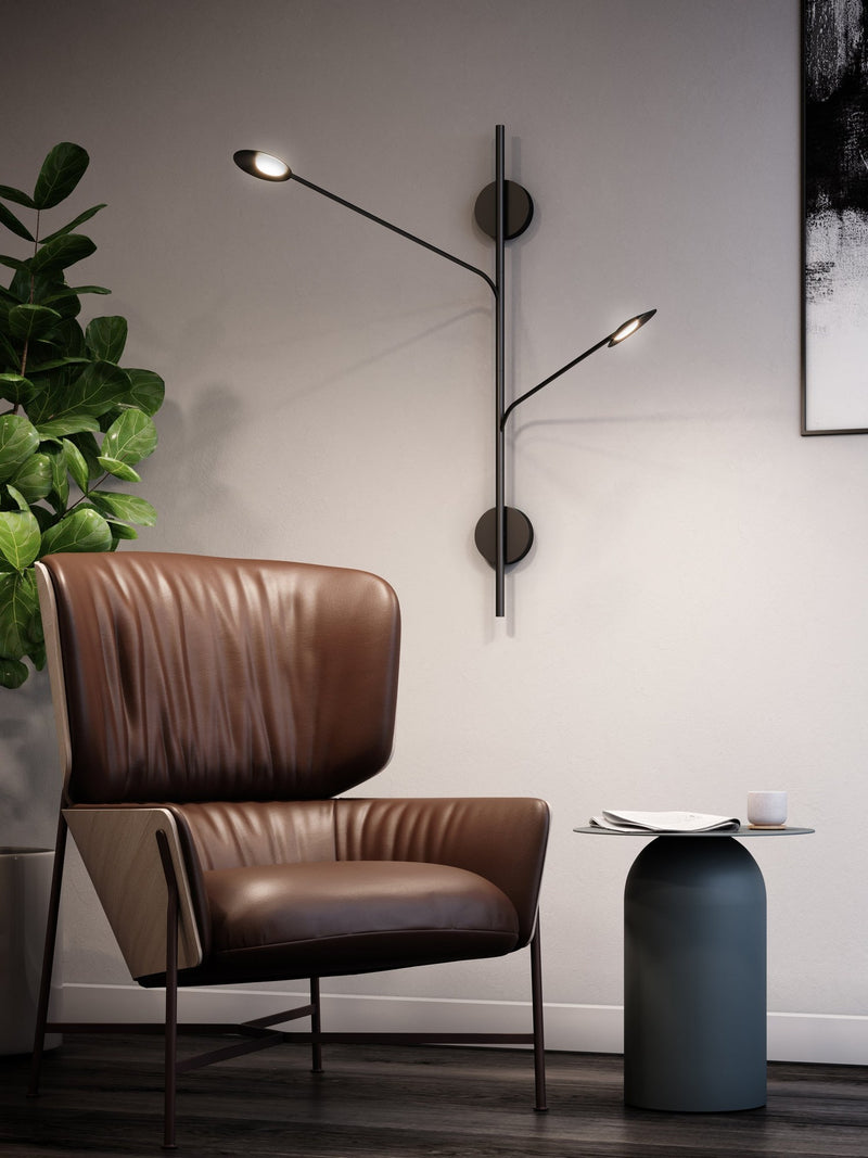Rotaire 2-Head Wall Sconce in Black