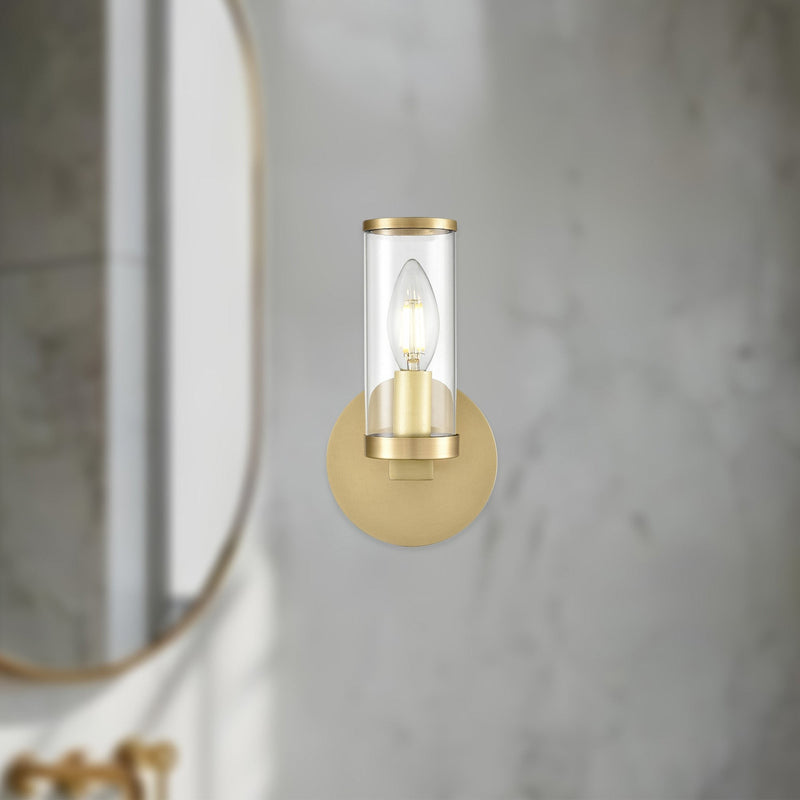 Revolve 8" Wall Sconce in Clear Glass/Natural Brass
