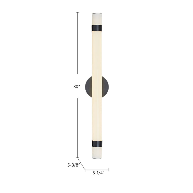 Madison 30" LED Bath Sconce in Polished Nickel/Glossy Opal