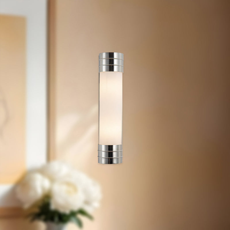 Willard 18" 2-Light Bath Sconce in Polished Nickel/Opal Matte Glass