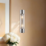 Willard 18" 2-Light Bath Sconce in Polished Nickel/Prismatic Glass