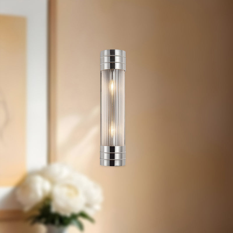 Willard 18" 2-Light Bath Sconce in Polished Nickel/Prismatic Glass