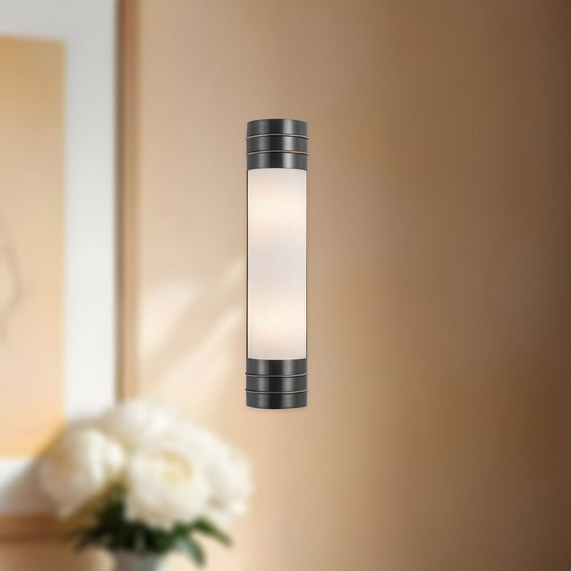 Willard 18" 2-Light Bath Sconce in Urban Bronze/Opal Matte Glass