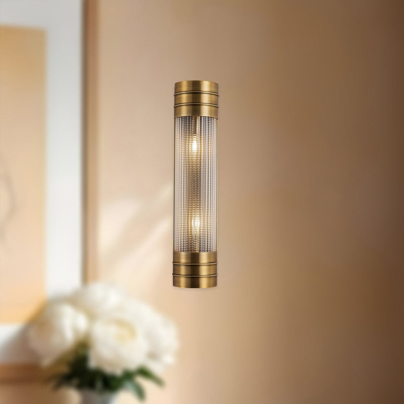 Willard 18" 2-Light Bath Sconce in Vintage Brass/Prismatic Glass
