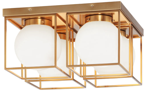 Squircle 4-Light Flush Mount in Aged Gold Brass