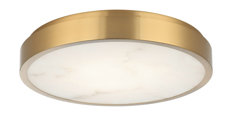 Marblestone 15" LED Flush Mount in Aged Gold Brass
