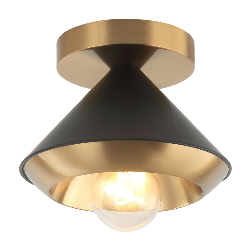 Velax Semi-Flush Mount in Matte Black / Aged Gold Brass