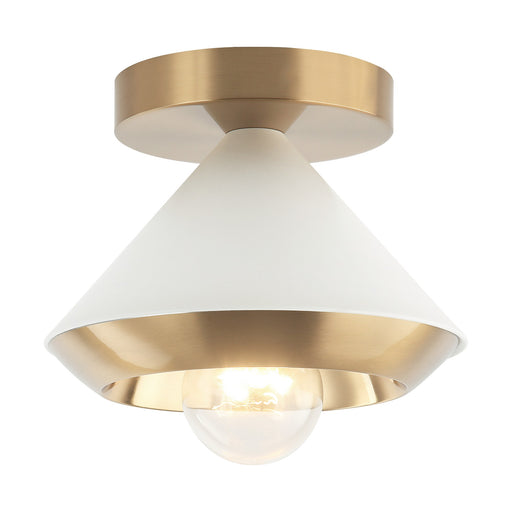 Velax Semi-Flush Mount in White / Aged Gold Brass