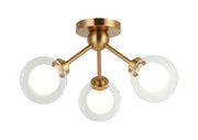 Solaris 3-Light Semi-Flush Mount in Aged Gold Brass