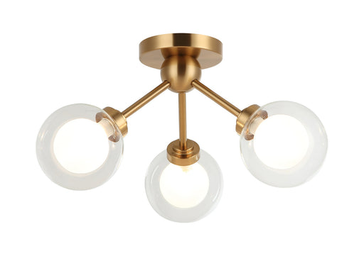 Solaris 3-Light Semi-Flush Mount in Aged Gold Brass
